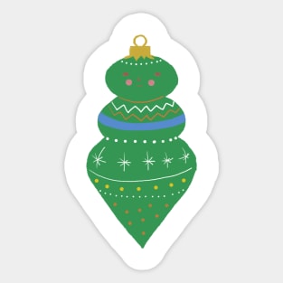 Happy Cute Green Christmas Ornament Illustration Sticker